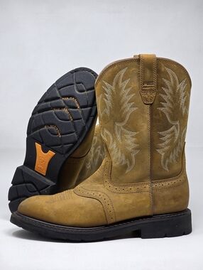 Ariat Boots Mens Size 10.5 EE Sierra Saddle Work Western Brown Leather Soft Toe